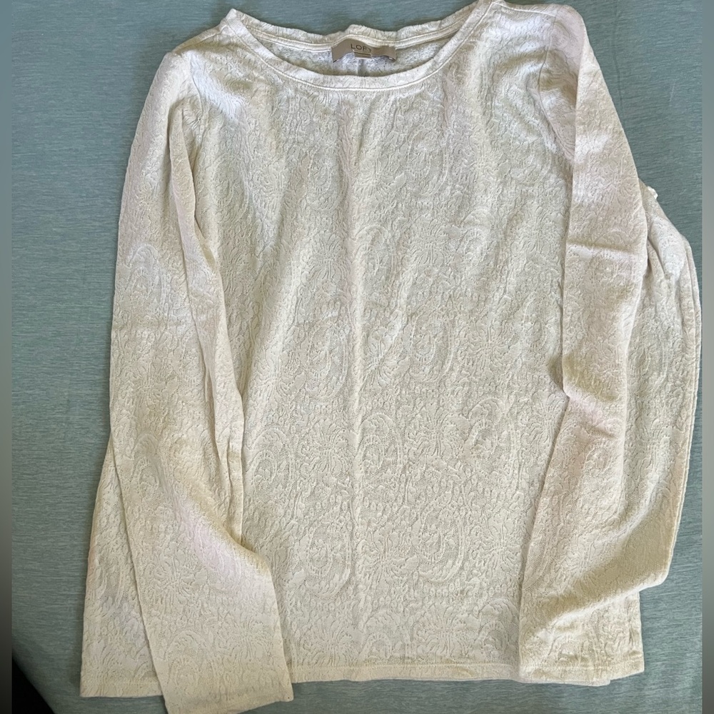 Loft lace-like long sleeve tee/top - women’s L